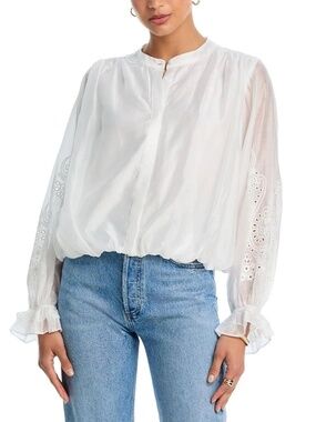 AQUA Eyelet Ivory Sleeve Top NWT Large